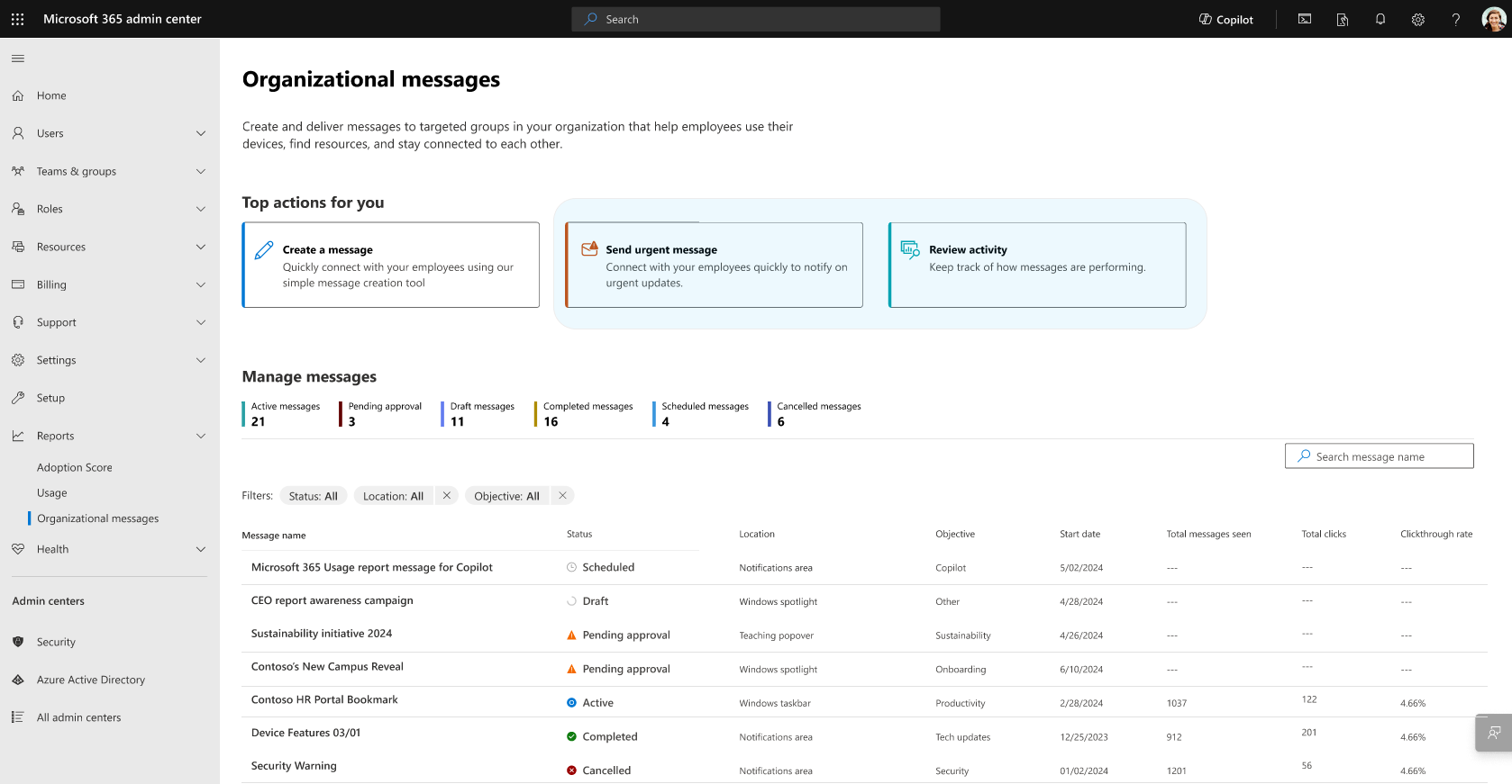 tin nhắn tổ chức_tối ưu hóa Organizational messages - Optimize